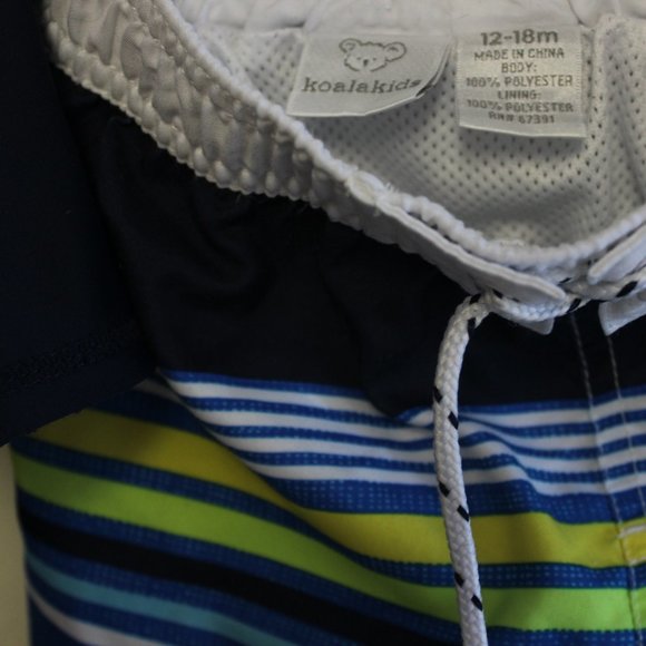 Set 💙 Koala Kids Rash Guard Swim Trunks Hat 12-18M 3 Pieces - Picture 4 of 10